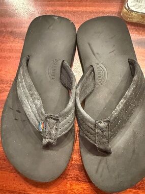 Rainbow Kids Black Flip Flop Sandals with Padded Straps